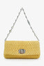 Yellow Matelasse Nappa Leather Crystal Embellished Shoulder Bag with Strap