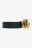 Ceinture épaisse GG Marmont Gucci en cuir grainé noir, taille 85/34