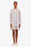 Veronica Beard Ivory/Blue/Coral Striped Cotton Ardith Mini Dress Size XL