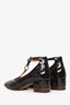 Chloe Brown Patent Leather T-Strap Heeled Sandals Size 37.5