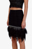 Balmain Black Tweed Feather Chain Sequin Fringe Mini Skirt Size 38