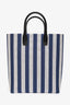Mansur Gavriel Blue/White Striped Canvas Tote with Strap