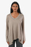 Brunello Cucinelli Taupe Long Sleeve Beaded Detail Top Size S