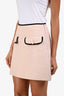 Miu Miu 2019 Light Pink Virgin Wool Mini Skirt with Pearl Detail Size 38