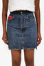 Miu Miu Blue Denim Medium Washed Embellished Studded Pocket Midi Skirt Size 38