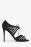 Rene Caovilla Black Crystal Lace Up Heels Size 37.5