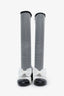 Pre-loved Chanel™ 2023 White/Black Mesh Kid Suede Patent Mary Jane Boots Size 38.5