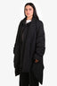 Rick Owens Black Cotton Blend Goose Down Midi Belted Jacket Size 6 US