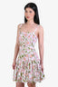 Oscar de la Renta 2024 Pink/White Embroidered Floral Belted Flare Mini Dress Size 6