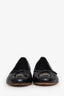 Pre-loved Chanel™ Black Leather Bow CC Cap Toe Ballet Flats Size 36.5