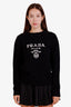 Pull Prada noir en laine et cachemire à col rond et logo, taille 36