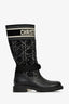 Christian Dior Black Cannage Tweed 'D-Major' Boots Size 39