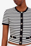 Maje White/Blue Striped Knit Button Sweater Size 1