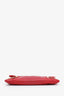 Balenciaga Rouge Grenade Chevre Leather Metallic Edge Envelope Clutch with Strap