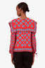 Sandro Red/Blue Printed Silk Blouse Size 2