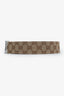Gucci Beige Canvas Monogram Silver Buckle Belt Size 90
