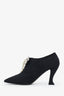 Pre-loved Chanel™ 2018 Black Detachable Jeweled Bow Broach Booties Size 41.5C
