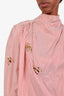 Erdem Red/White Striped Silk Crystal Embellished Blouse with Scarf Size 6