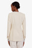 Gucci Beige Cotton Tweed Single Breasted V-Neck Blazer Size 40