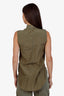 Helmut Lang Green Cotton Silk Sleeveless Button Down Shirt Size P