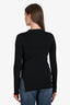 Victoria Beckham Black Ribbed Cut-Out Hem Knit Long Sleeve Top Size 2
