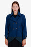 Pre-loved Chanel™ 13K Blue Wool Asymmetric Double Breasted Coat Size 38
