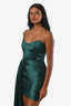 Katie May Emerald Green Print Satin Strapless Mini Dress with Drape Size M