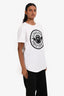 Balmain White Cotton Velvet Graphic T-Shirt Size S