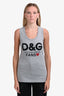 Dolce & Gabbana Grey Cotton Sleeveless Logo Tank Top Size 40