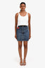 Miu Miu Blue Denim Medium Washed Embellished Studded Pocket Midi Skirt Size 38