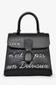 Delvaux Black Calfskin MM 'L'Humour' Brillant Top Handle with Strap
