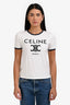 Celine White/Navy Cotton Triomphe Logo T-Shirt Size S