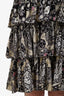 Isabel Marant Etoile Black Ruffle Patterned Sleeveless Mini Dress Size 34
