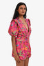 Farm Rio Pink Macaw Belted Puff Sleeve Romper Size S