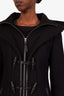 Mackage Black Wool Leather Zip Up Jacket with Hood Size S