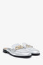 Salvatore Ferragamo Silver Leather Logo Slip On Loafers Size 8