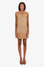 Prada 24SS Brown Distressed Canvas Triangle Logo Sleeveless Mini Dress Size 40