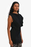 Lanvin Black Cotton Asymmetrical Short Sleeve Top Size S