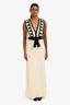 Gucci Off-White Jersey Black Embellished Gown Estimated Size 38