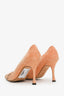 Manolo Blahnik Peach Suede Laser Cut d'Orsay Pumps Size 38