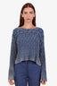 Chloe Blue Washed Smocked Cable Knit Sweater Size XS