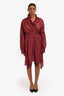 Isabel Marant Etoile Burgundy Cotton Floral Long Sleeve Wrap Midi Dress Size 38