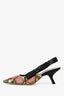 Christian Dior Floral Embroidered Calfskin Beaded 'Sweet D' Slingback Pumps Size 37.5