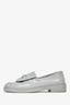 Pre-loved Chanel™ Grey Quilted Leather Turnlock CC Loafers Size 38C