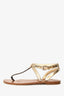 Louis Vuitton Monogram Thong Gold Leather Strap Sandals Size 36