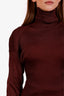 Bottega Veneta Burgundy Silk Turtleneck Sweater Size 40