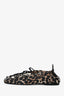 Ganni Leopard Print Canvas Lace Up Ballet Flat Size 37