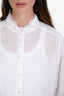 Raquel Allegra White Cotton Muslin Raw Edge Blouse Size 2