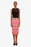 Dolce & Gabbana Pink Silk 'Amore' Energy Drink Can Print Midi Skirt Size 40