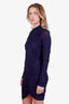 Salvatore Ferragamo Blue Ruched Long Sleeve Mini Dress Size 42